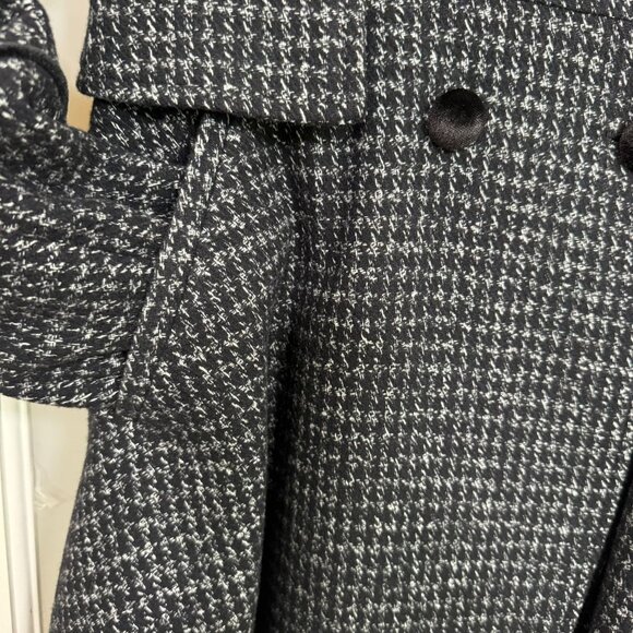 GUESS Houndstooth Wool Peacoat | Black & White Double-Breasted | Size Medium - Picture 6 of 13